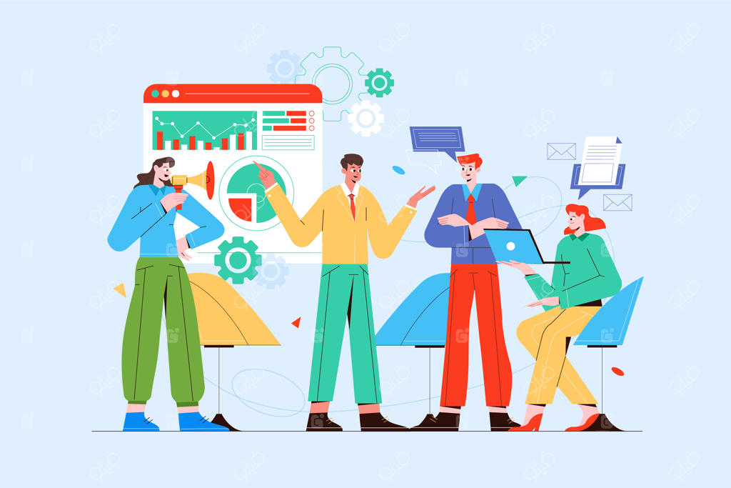 تصویرسازی وکتور بازاریابی دیجیتال