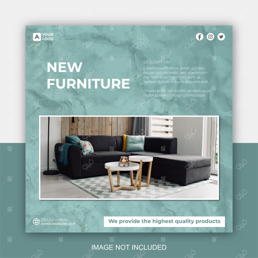 قالب بنر پست اینستاگرام برای تبلیغ مبل و دکوراسیون داخلی