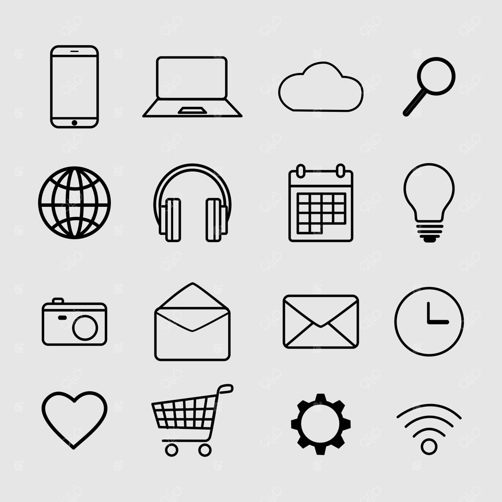 آیکون‌های مینیمال تکنولوژی و ارتباطات