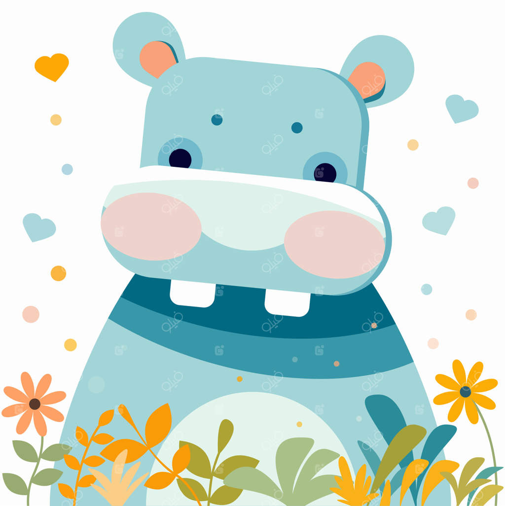 اسب آبی زیبا در باغ گل.