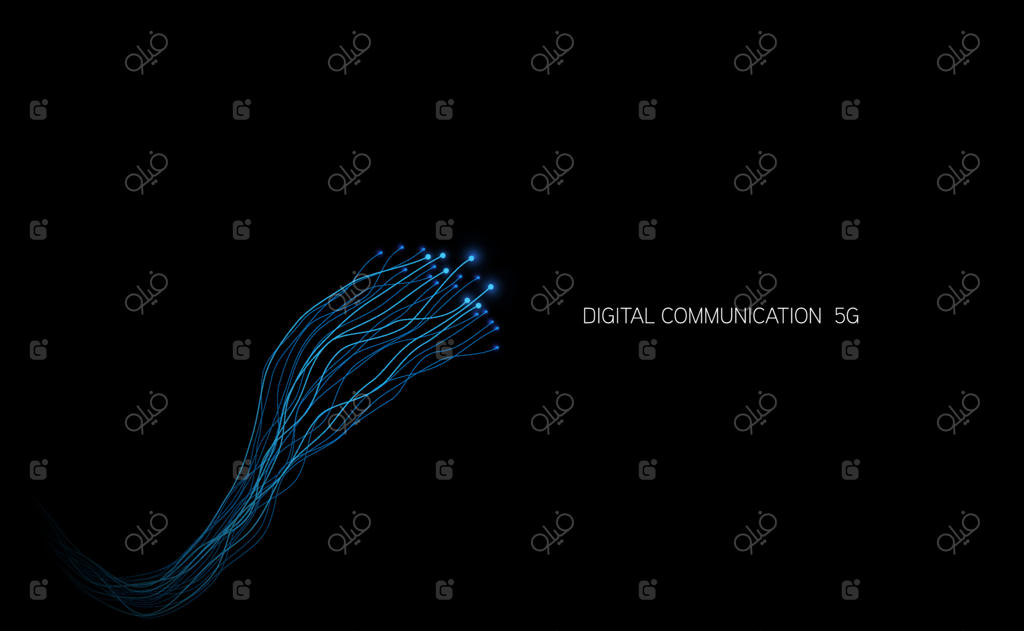 وکتور خطوط نورانی انتزاعی، موج‌دار و پویا با رنگ‌های آبی و سبز در پس‌زمینه مشکی؛ مناسب برای مفاهیم هوش مصنوعی، فناوری دیجیتال و ارتباطات 5G