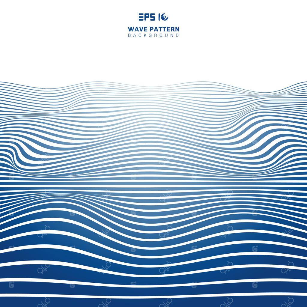 الگوی انتزاعی خطوط موج‌دار و راه راه آبی