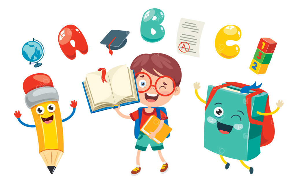 کودکان شاد و دوست‌داشتنی مدرسه‌ای در کارتون