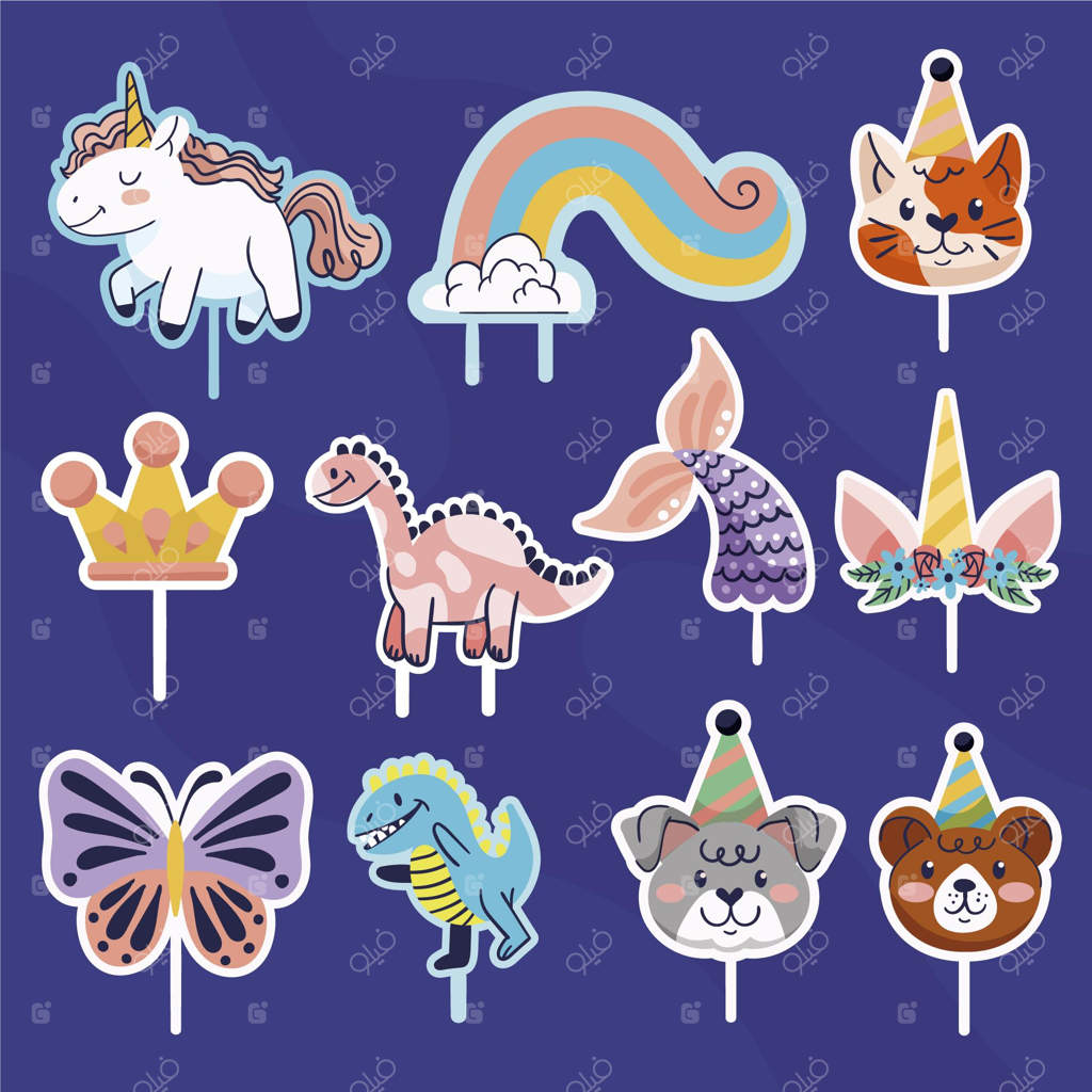 مجموعه تاپرهای کیک کارتونی بامزه