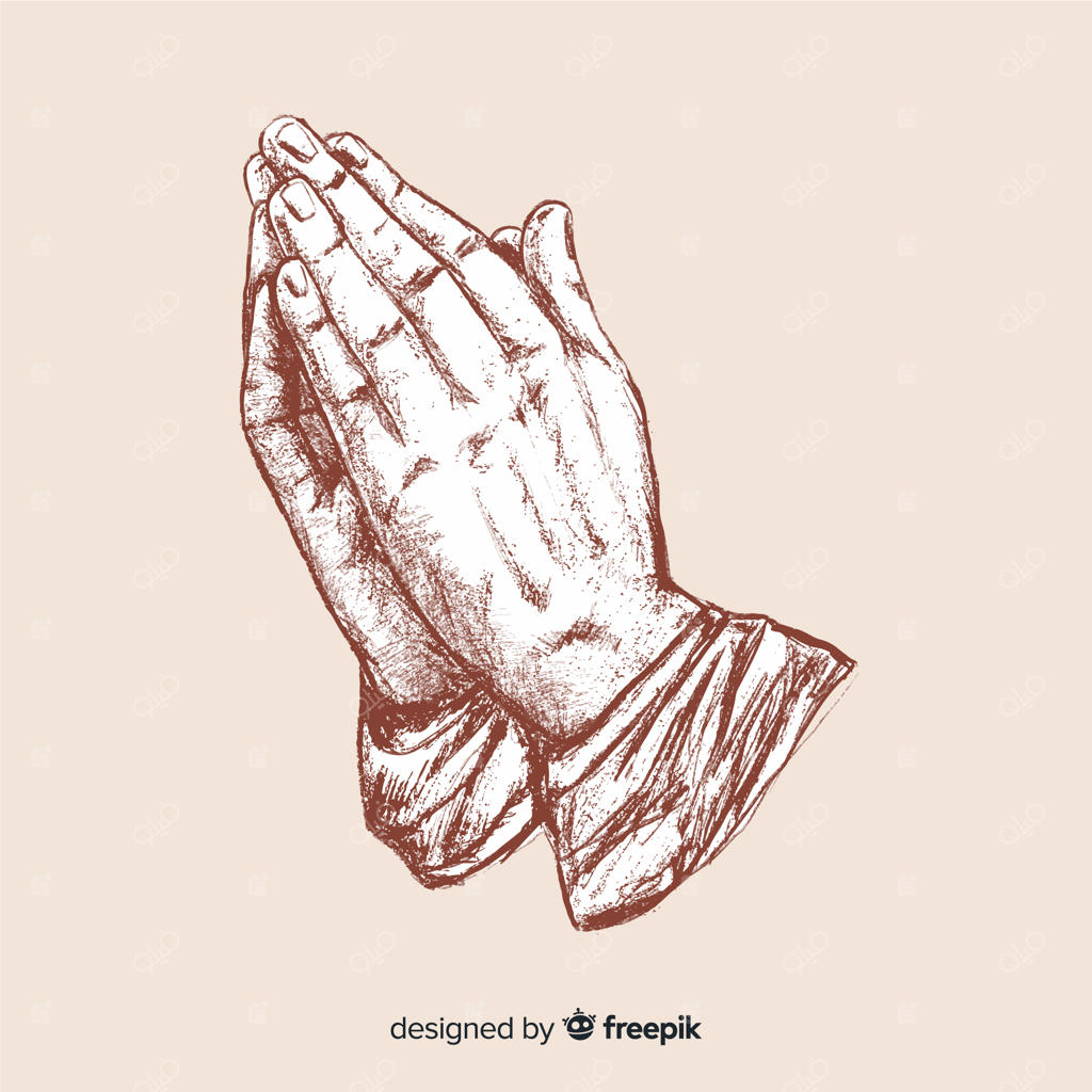 تصویر واقع‌گرایانه دستان در حال نیایش