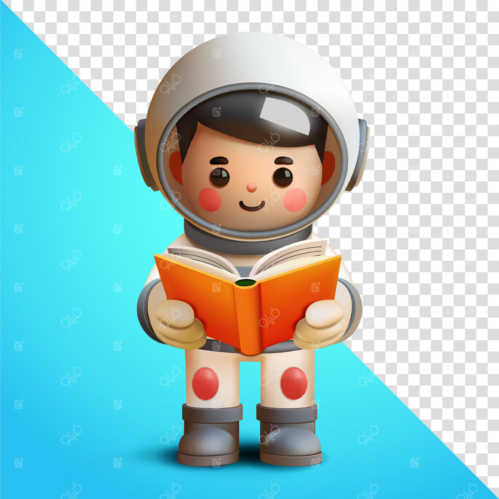 مطالعه کتاب توسط فضانورد در قالب سه‌بعدی؛ مناسب برای آموزش و عناصر طراحی