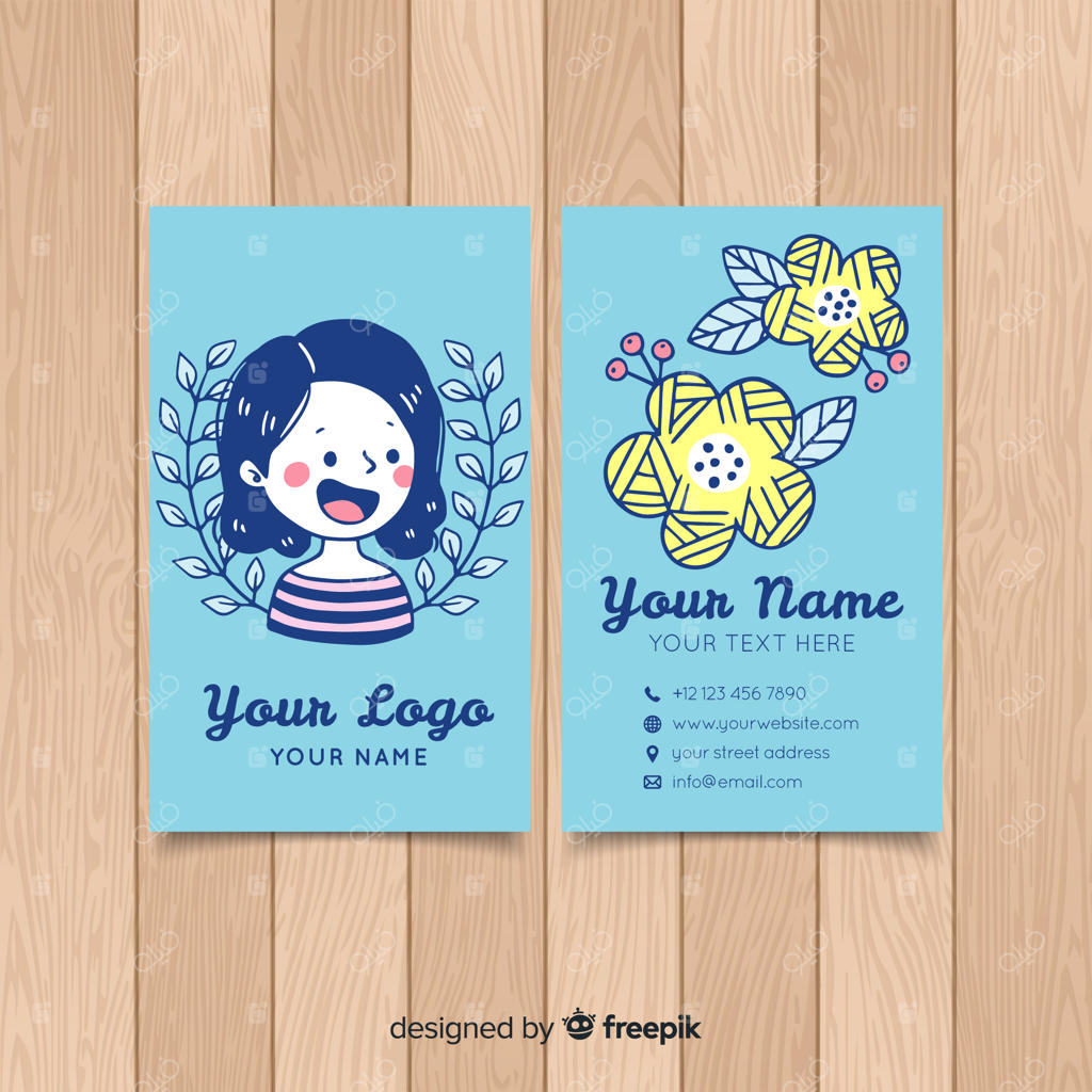 قالب کارت ویزیت شخصیت کاوایی دست‌ساز