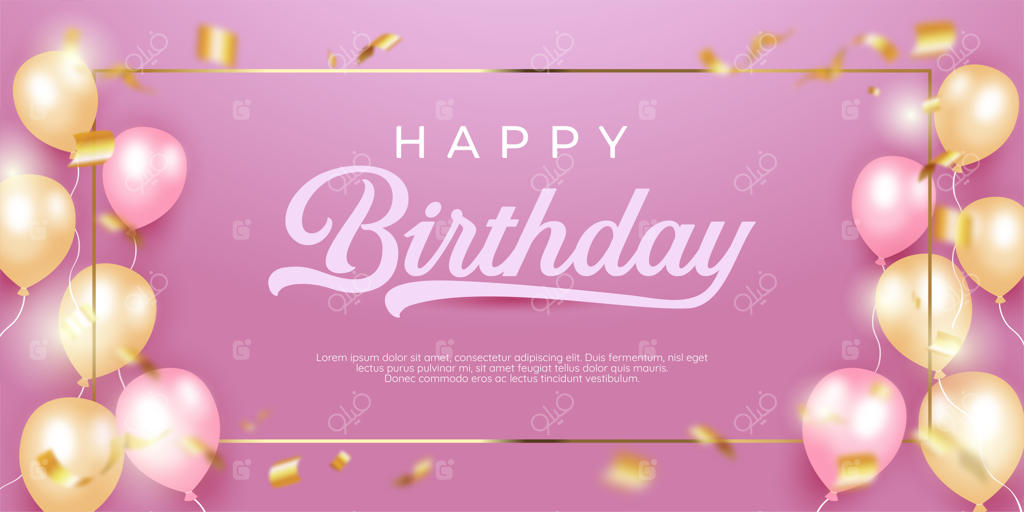 تولدت مبارک واقع‌گرایانه با قاب طلایی مربعی