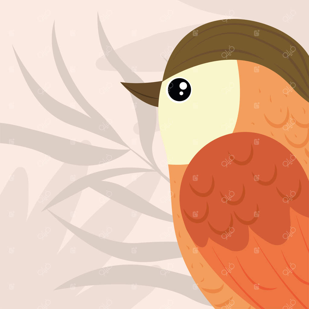 پرنده‌ای با برگ‌ها