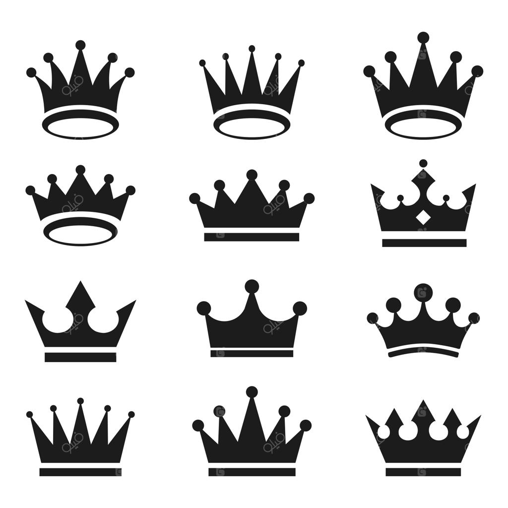 مجموعه آیکون‌های تاج با شکل‌های متنوع تاج