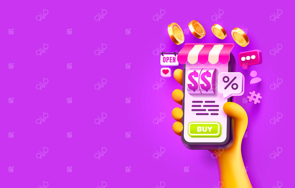 بنر خرید گوشی هوشمند با بازاریابی اینترنتی وکتور