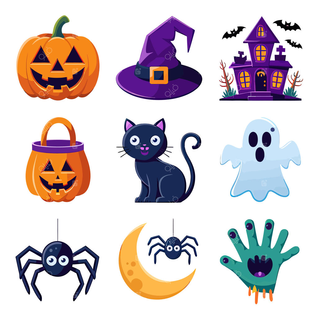 تصویرسازی وکتور دوبعدی هالووین، طرح آیکون تی‌شرت با کاراکتر روح و شمع داخل کدو تنبل حکاکی شده