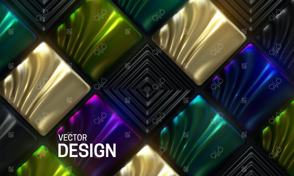 زمینه انتزاعی با کاشی‌های موزاییک رنگارنگ و تزیینی