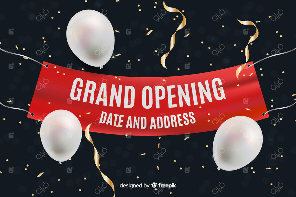 بنر افتتاحیه بزرگ به سبک واقع‌گرایانه