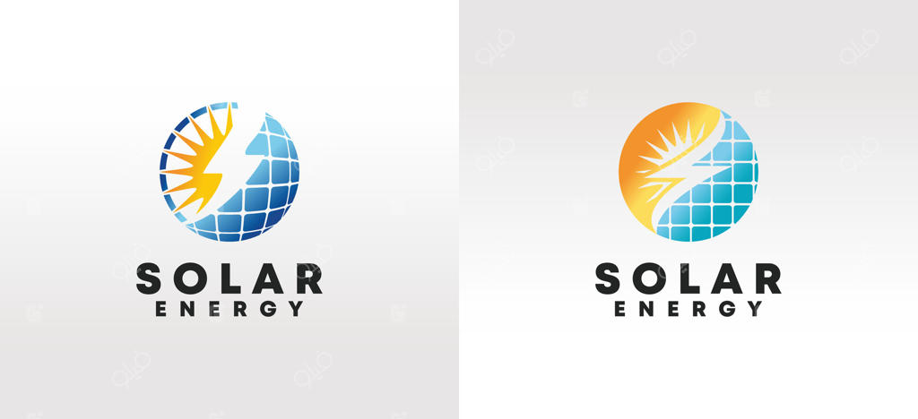 طراحی لوگوی انرژی خورشیدی با نماد برق