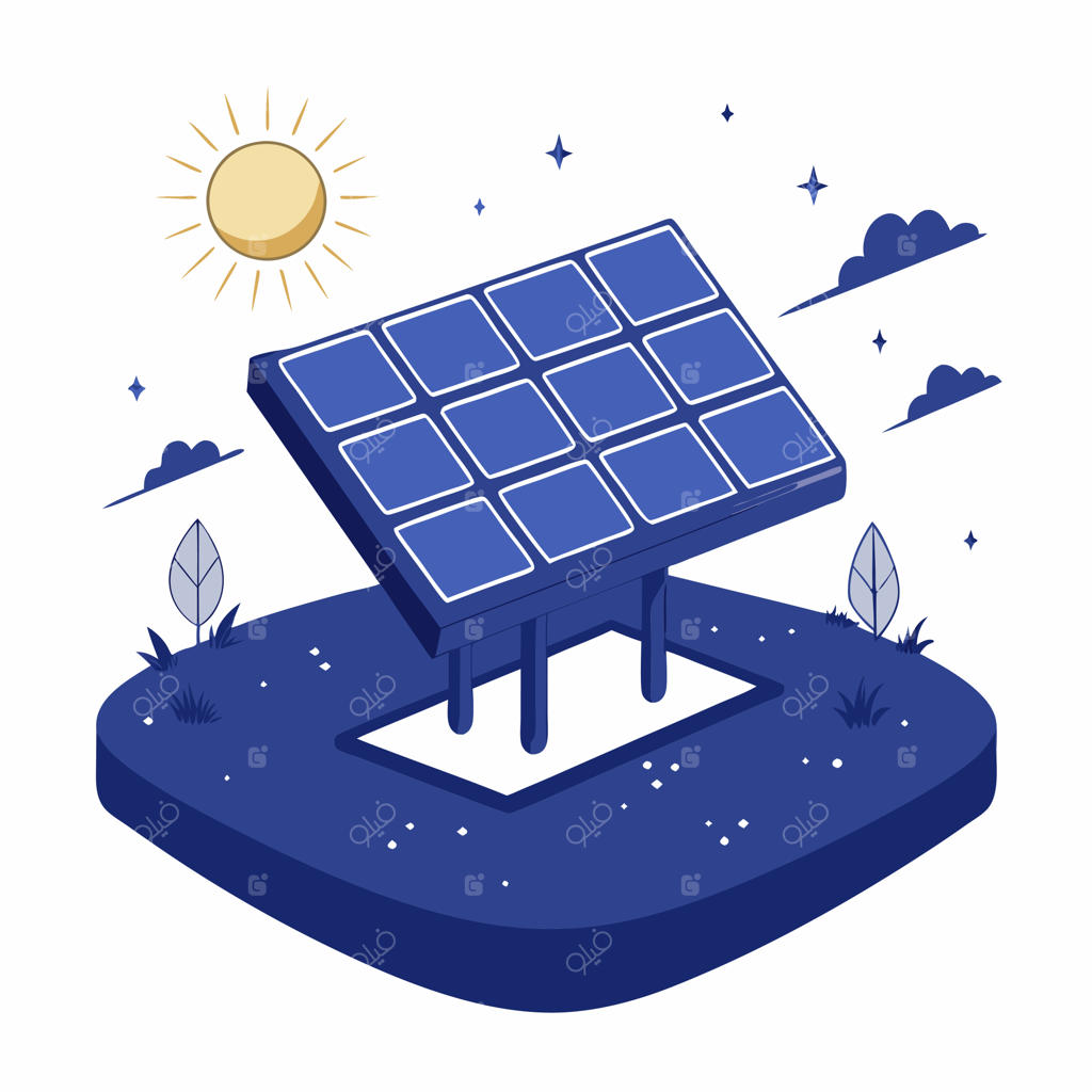 پنل خورشیدی و تابش درخشان نور خورشید بر روی آن