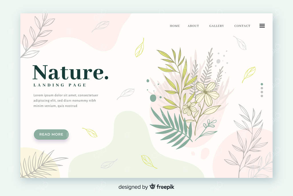 قالب صفحه فرود طبیعت با طراحی دستی