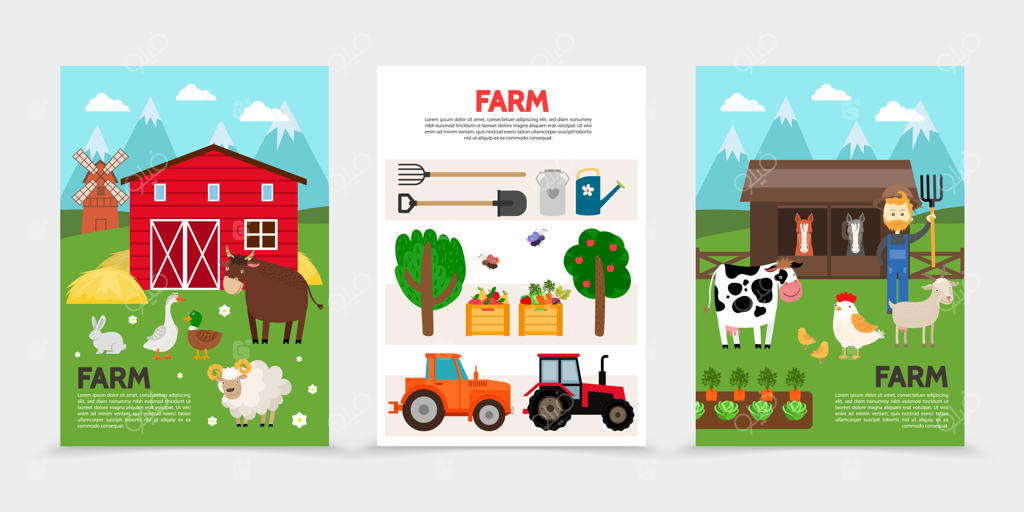 پوسترهای مسطح کشاورزی و زراعت