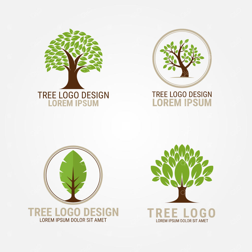 مجموعه وکتور لوگوی درخت