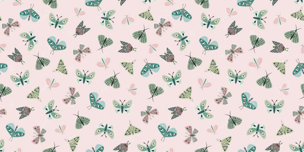 طرح گل‌دار انتزاعی با پروانه‌ها و شب‌پره‌ها - طراحی مدرن و خاص برای کاغذ، پارچه، دکوراسیون داخلی و موارد دیگر