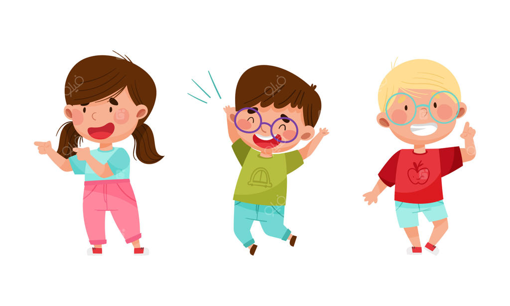 مجموعه تصویرسازی کارتونی کودکان شاد و بامزه در حال بازی