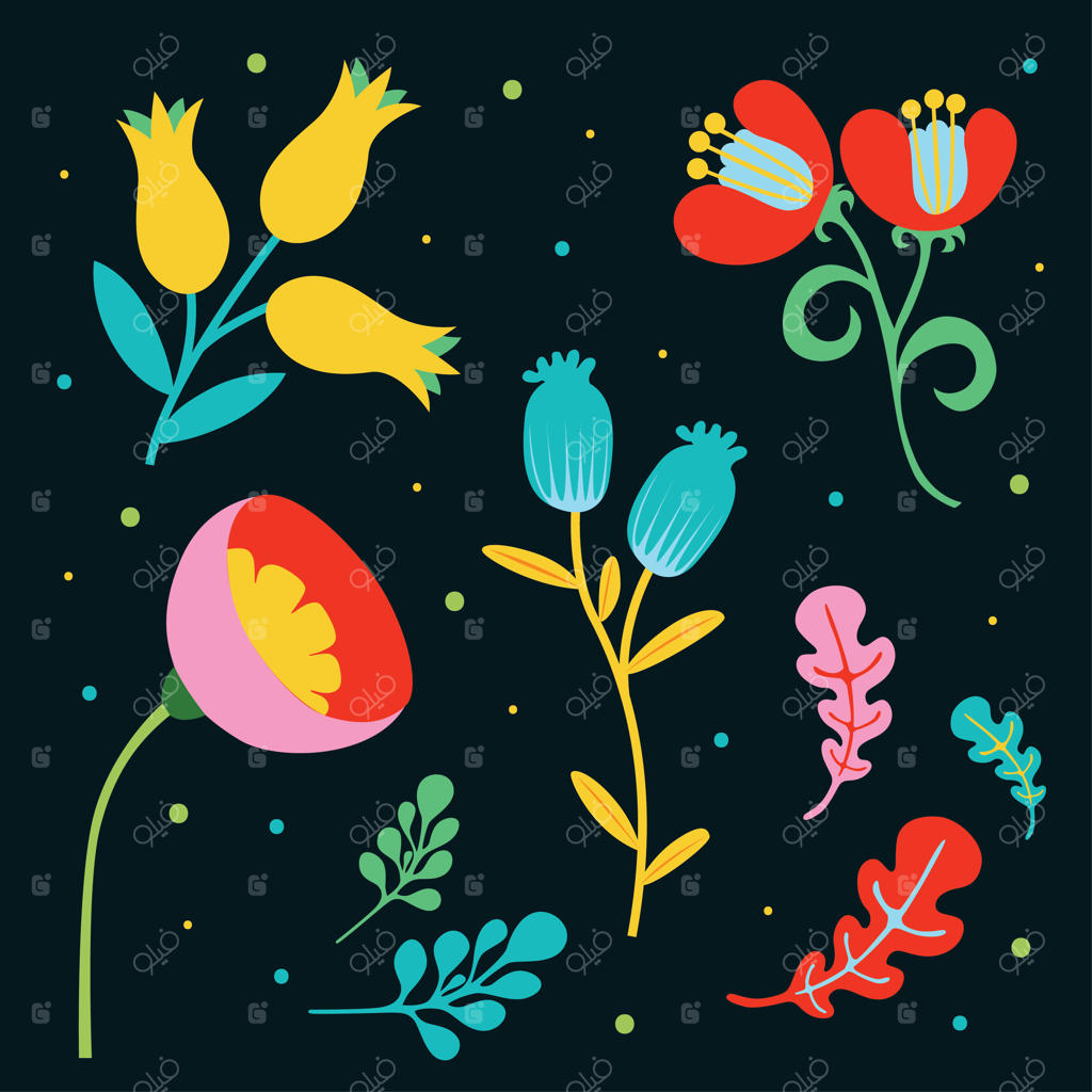 بسته وکتور کلیپ‌آرت گل‌ها