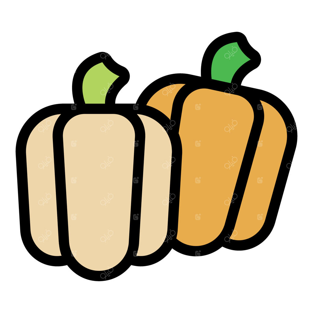 آیکون دو فلفل دلمه‌ای در حال رشد در باغچه سبزیجات