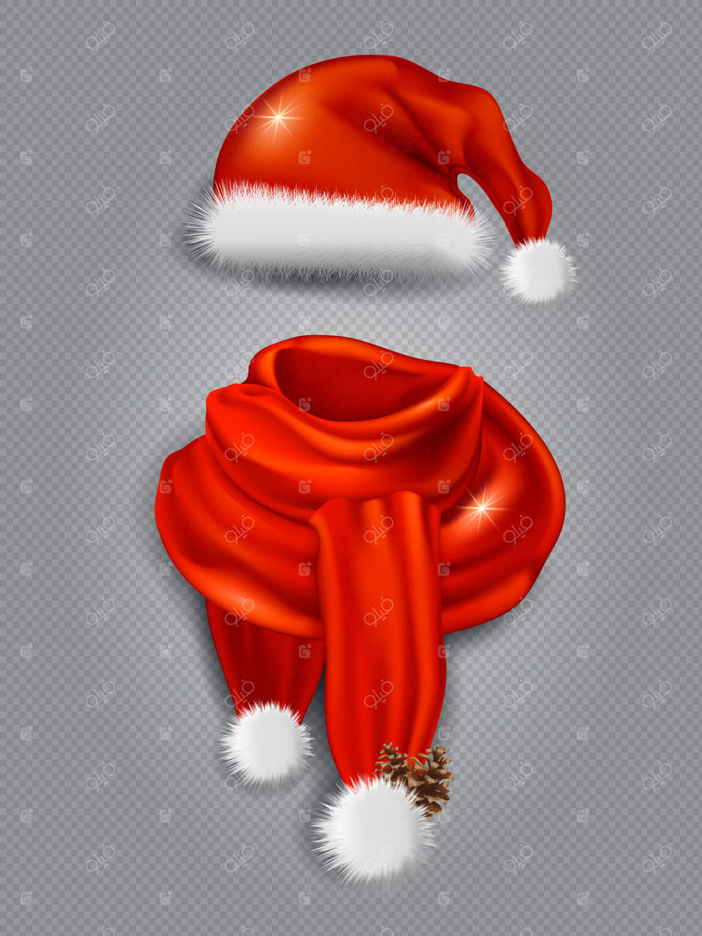 شال ابریشمی قرمز سه‌بعدی و واقع‌گرایانه