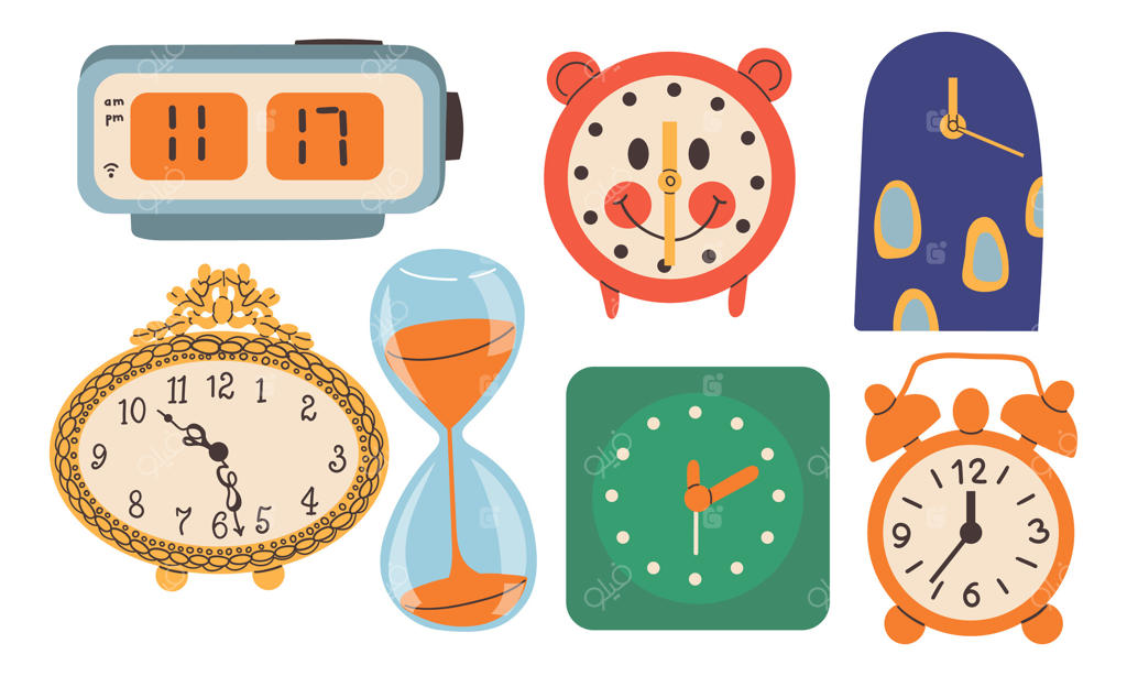 انواع ساعت‌ها و تایمرهای رنگارنگ برای استفاده خلاقانه - فایل وکتور حرفه‌ای