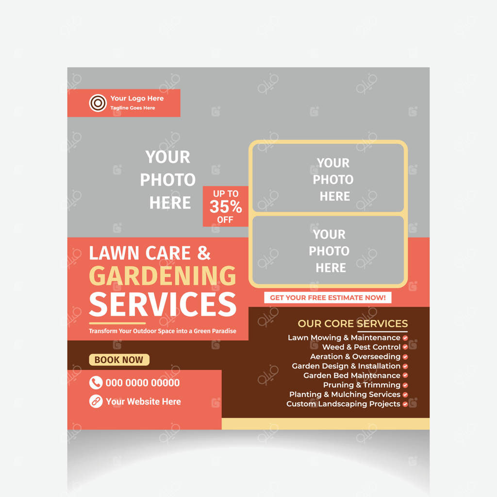 طراحی پست شبکه‌های اجتماعی برای طراحی چمن و باغچه