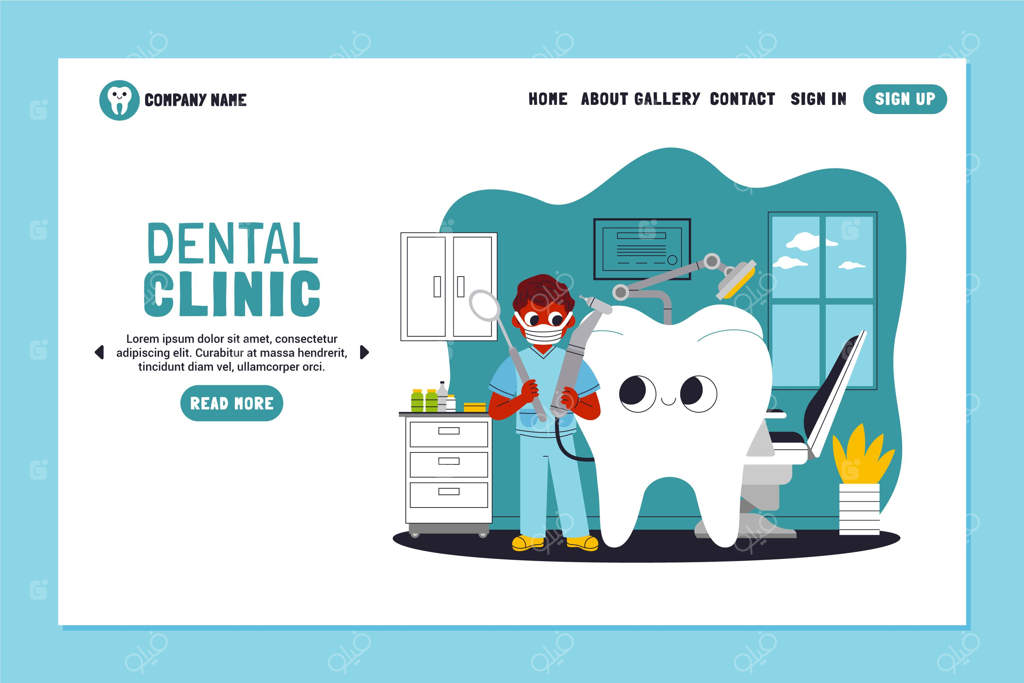 صفحه فرودی مراقبت دندان با طراحی کارتونی
