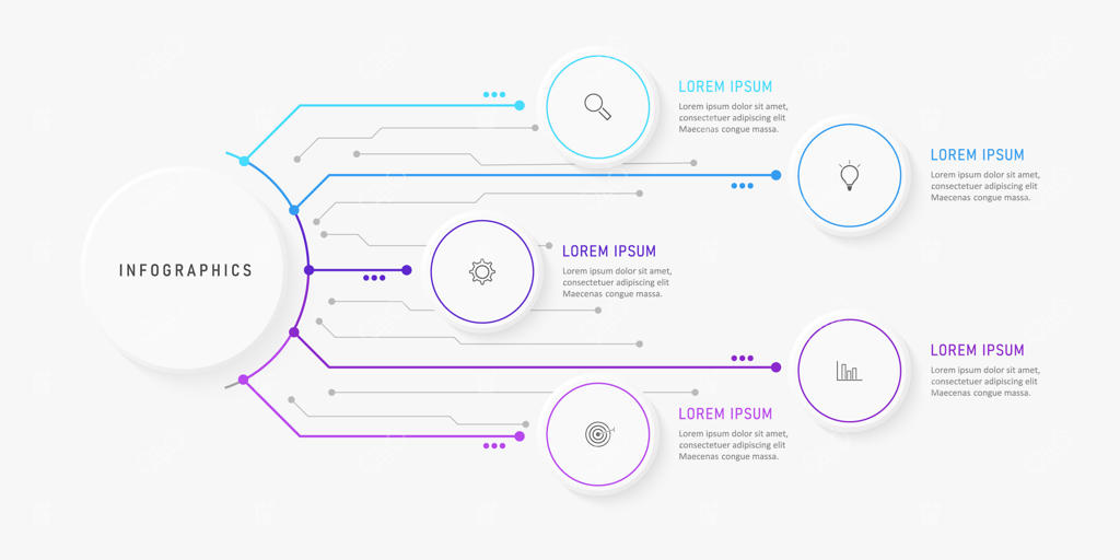قالب طراحی اینفوگرافیک با آیکون‌ها و ۵ گزینه یا مرحله.