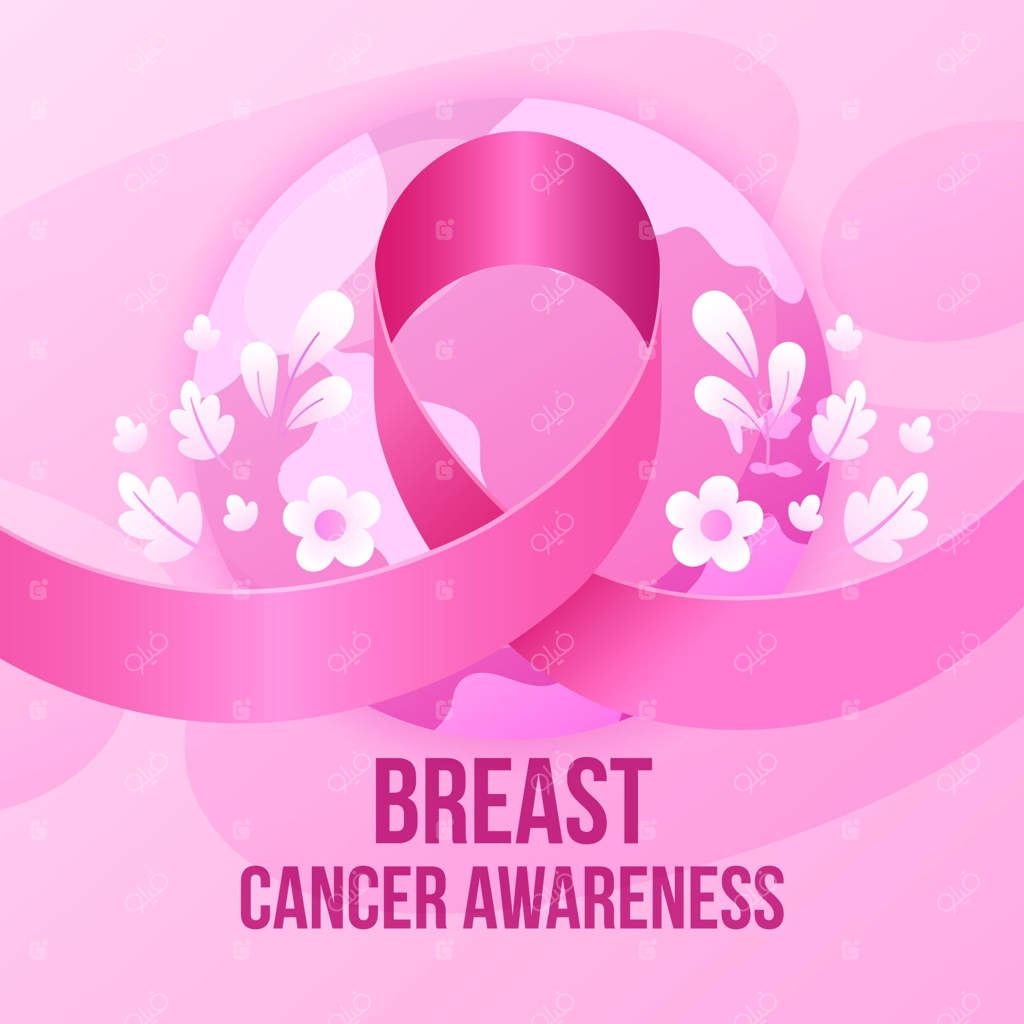 روبان صورتی مصور به مناسبت ماه آگاهی از سرطان سینه