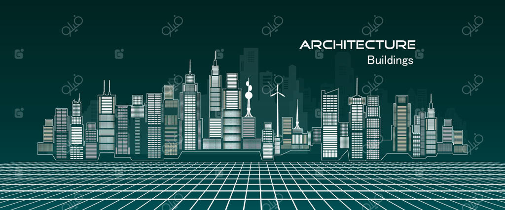 تصویرسازی طراحی مفهومی معماری ساختمان برای شهر مدرن