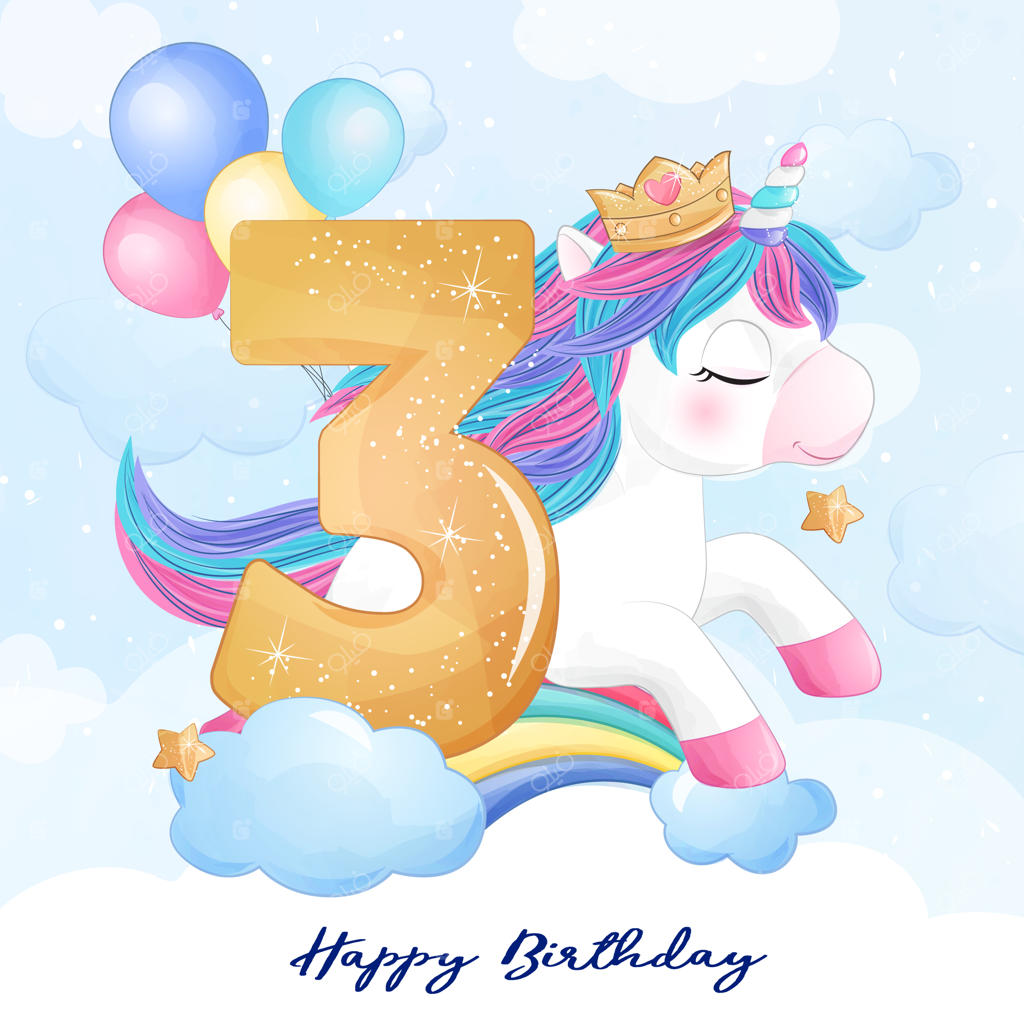 تصویر تک‌شاخ بامزه با شماره‌گذاری