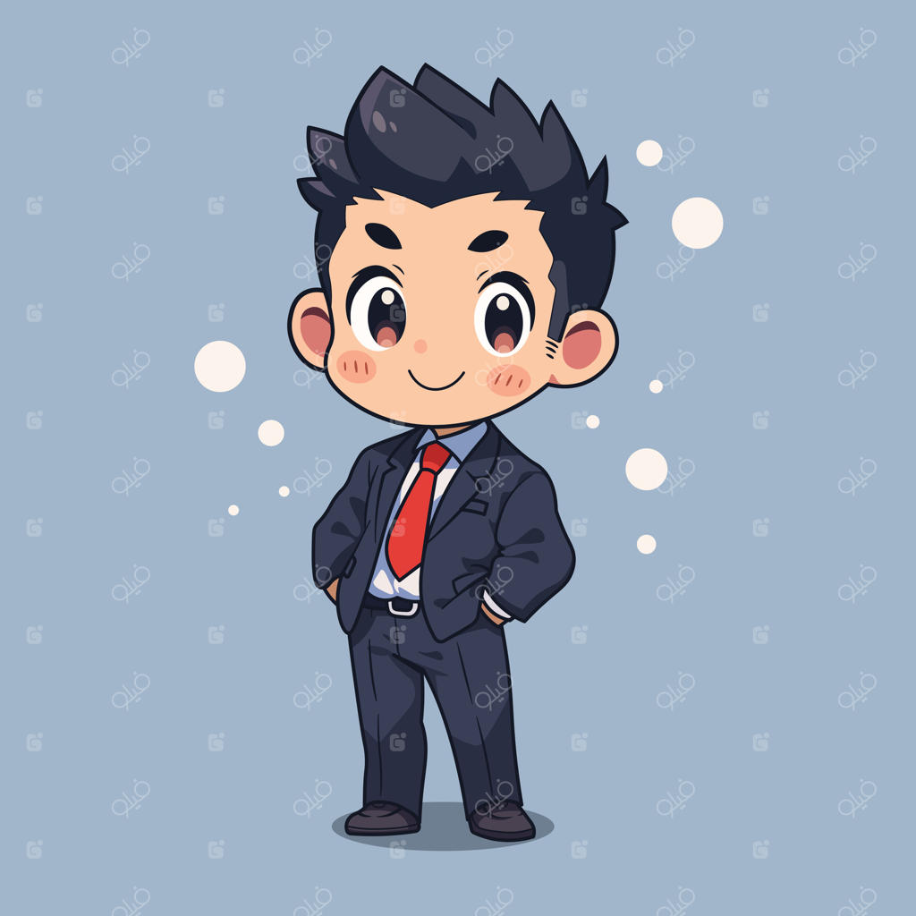 تصویرسازی بامزه مرد تاجر با کت و شلوار و کراوات مرتب