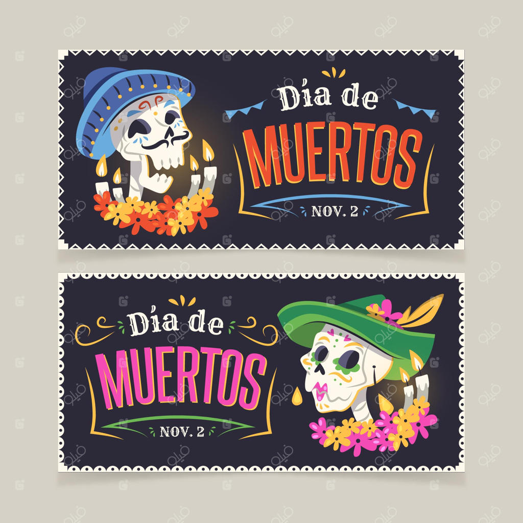 بنرهای افقی ساده برای روز مردگان