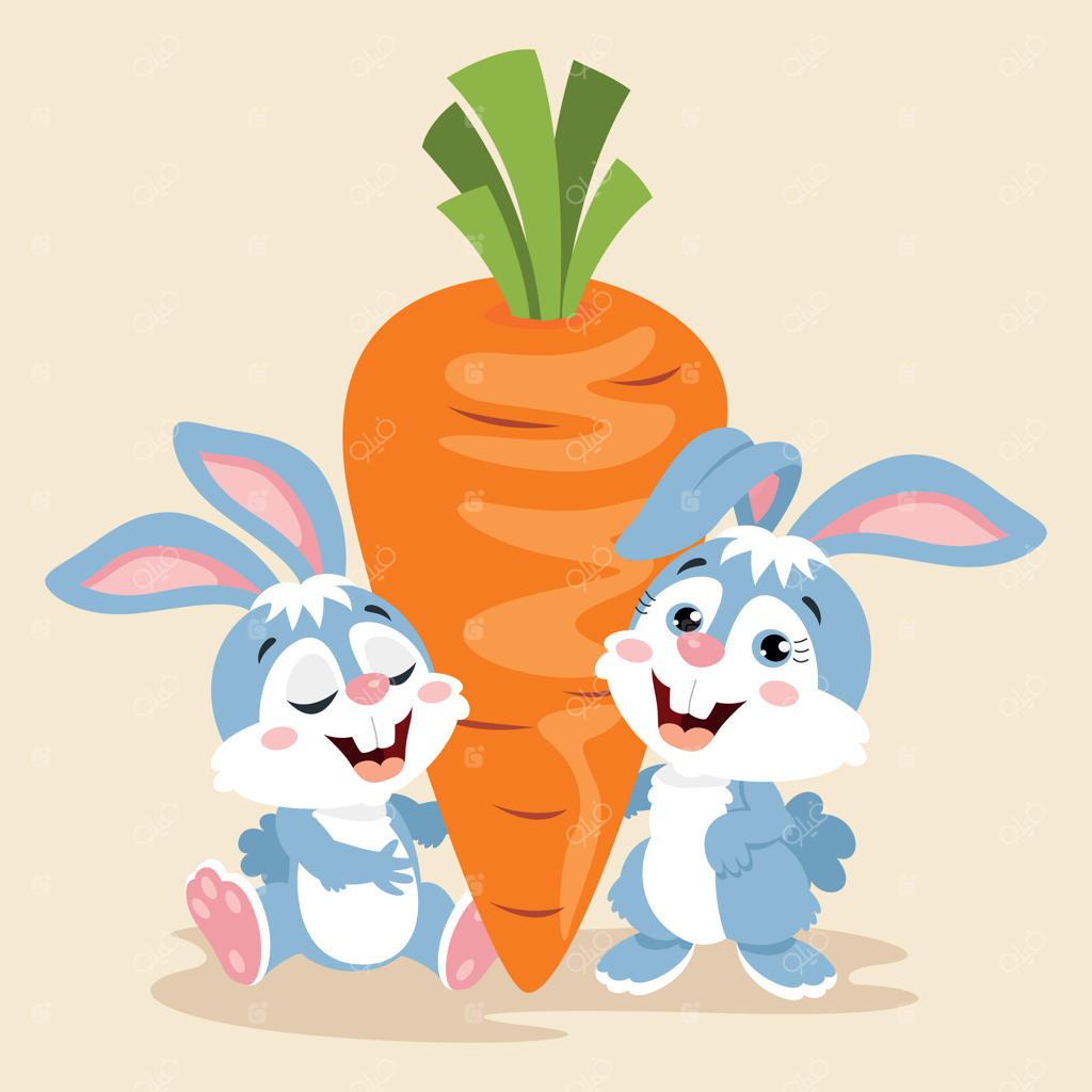 تصویرسازی کارتونی خرگوش‌های بامزه