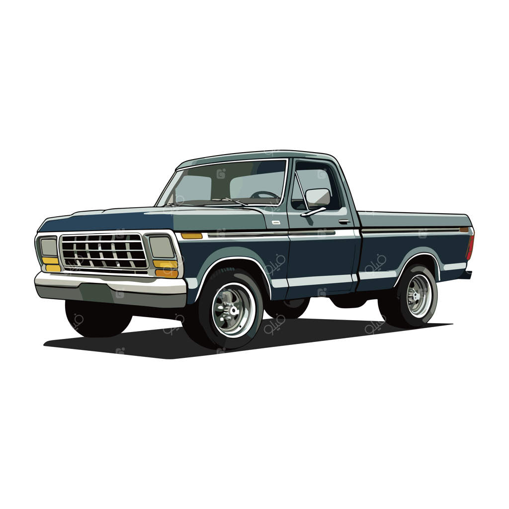 تصویر برداری دقیق از کامیون فورد با طراحی سیلوئت شیک