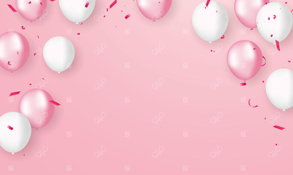 طراحی مفهومی بادکنک‌های صورتی و سفید و کاغذ رنگی، پیش‌زمینه‌ای برای روز ولنتاین مبارک