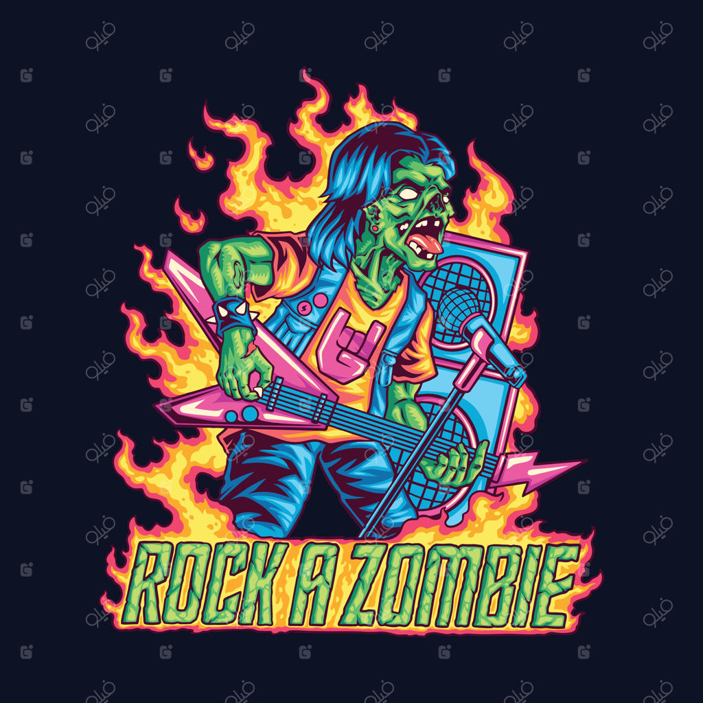 تصویرسازی گیتاریست زامبی راکر