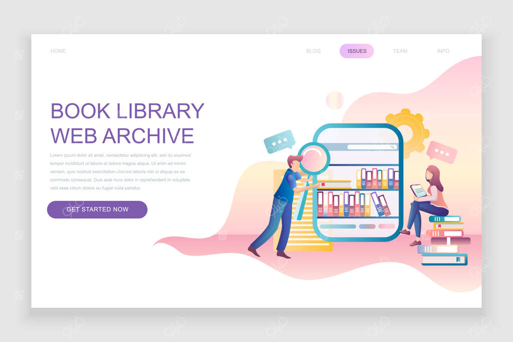 قالب صفحه فرود تخت برای کتابخانه کتاب‌ها