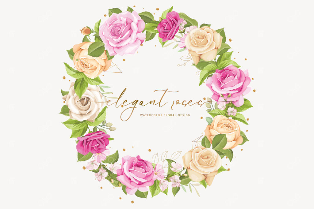 پس‌زمینه حلقه گل رز دست‌کشیده