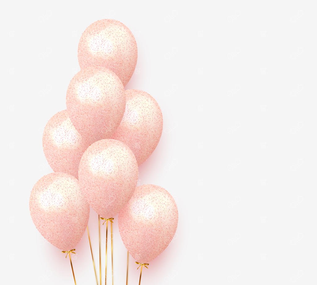 پس‌زمینه‌ای با گروهی از بادکنک‌ها: طراحی جشن واقع‌گرایانه با بادکنک‌های سه‌بعدی. دکور جشن برای عروسی، تولد و سالگرد. تصویرسازی وکتور