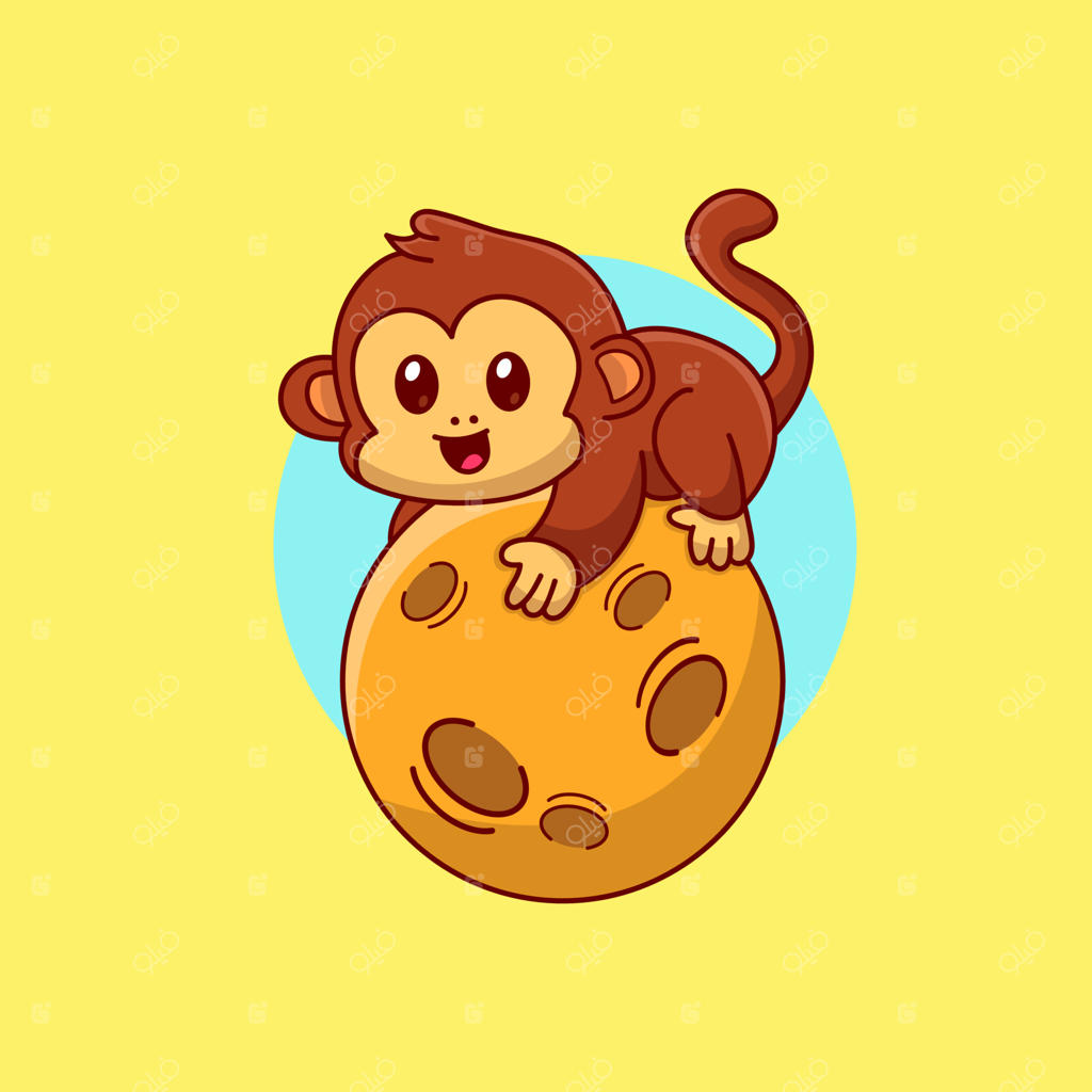 تصویرسازی میمون روی ماه