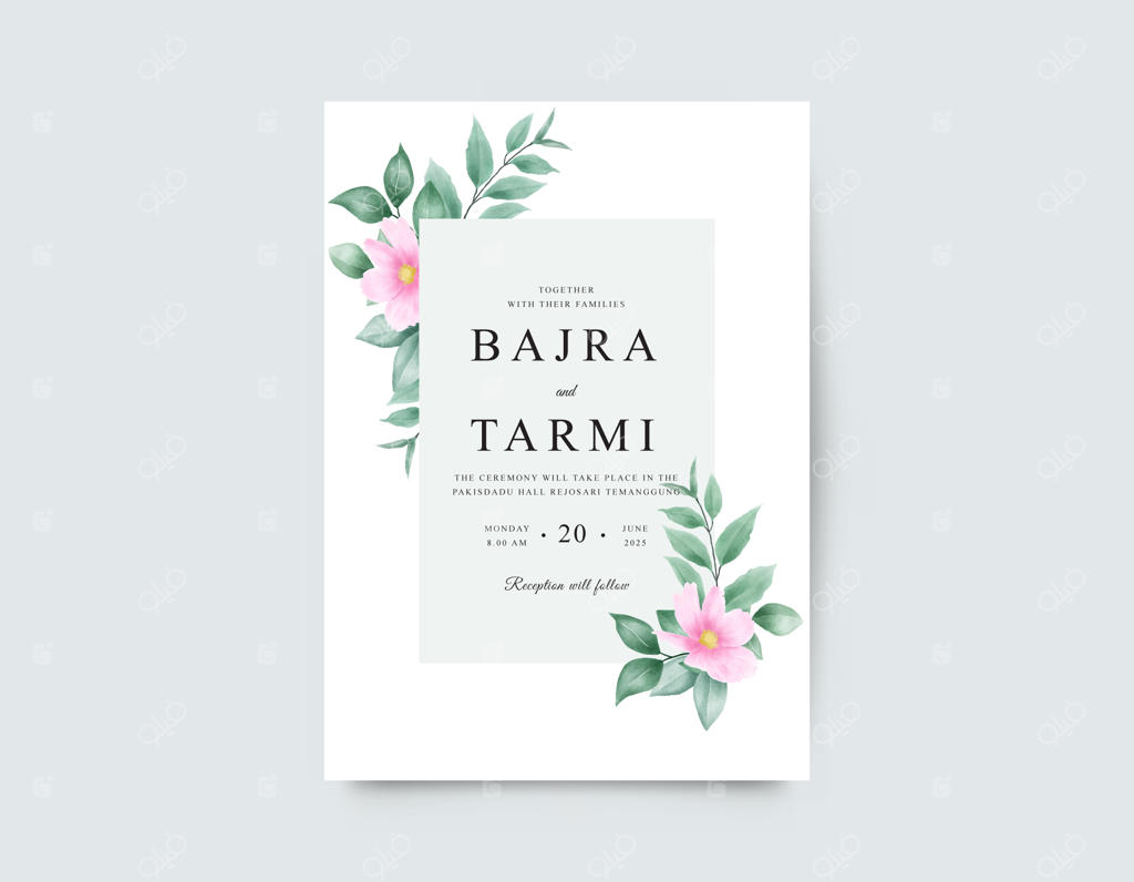 کارت دعوت عروسی با طرح گل و برگ‌ها