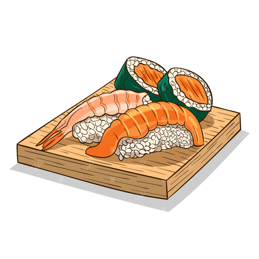 طرح غذاهای ژاپنی با طراحی دستی و ساده