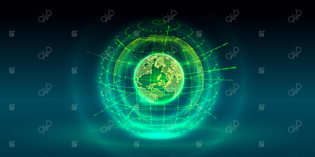 مفهوم سیاره جهانی زمین بر روی پس‌زمینه سیاه