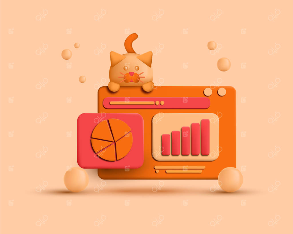 مفهوم داشبورد تحلیل داده‌ها با طراحی سه‌بعدی و وکتور جذاب