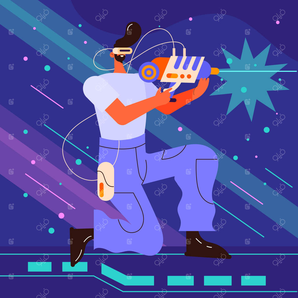 تصویرسازی دستی از بازی لیزرتگ